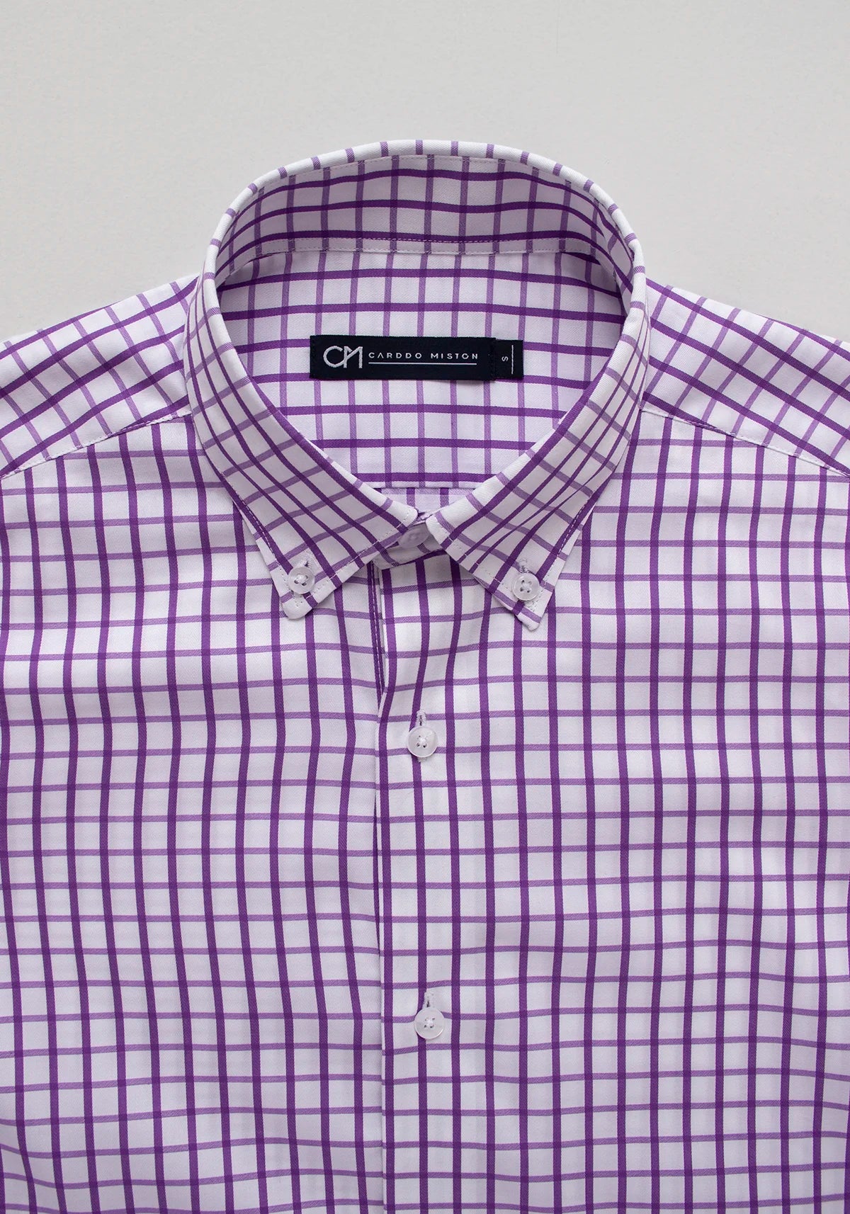 Camisa Sarga Cuadro Ventana Algodón Lila